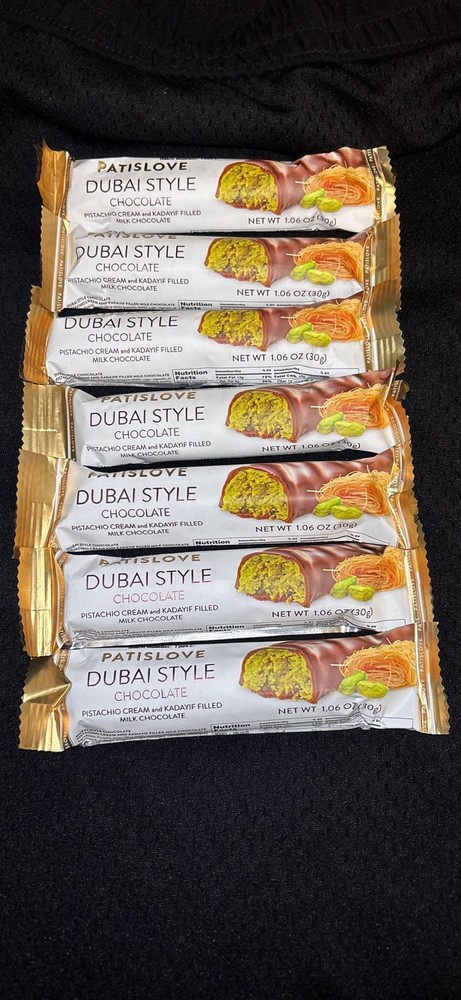 Patislove Dubai Style Pistachio Cream Kadayif Milk Chocolate Bars Lot 6 1.06oz