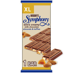 New SYMPHONY Milk Chocolate Almonds And Toffee XL Candy Bar 4.25 Oz (16 Pieces)