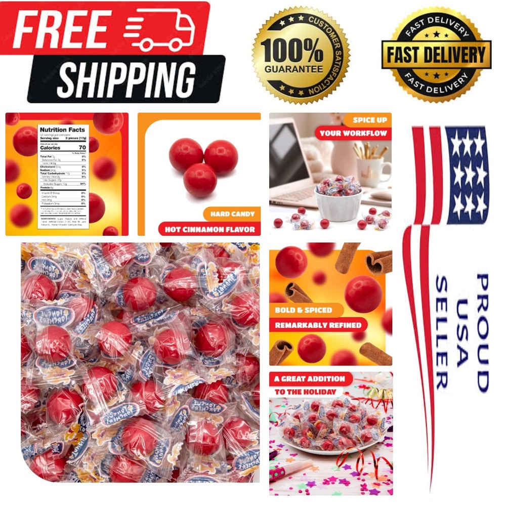 Spicy Cinnamon Jawbreakers – 2lb Bulk Pack with 160 Individually Wrapped Treats