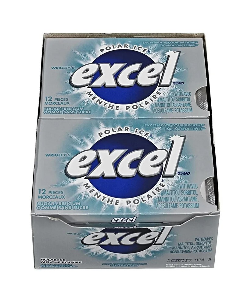 Excel Polar Ice Sugar-Free Gum 12 pack , 12 pieces Per Pack fresh from Canada