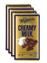 Whittaker’s Creamy Milk Chocolate Block 250g 4Pack Made in New Zealand