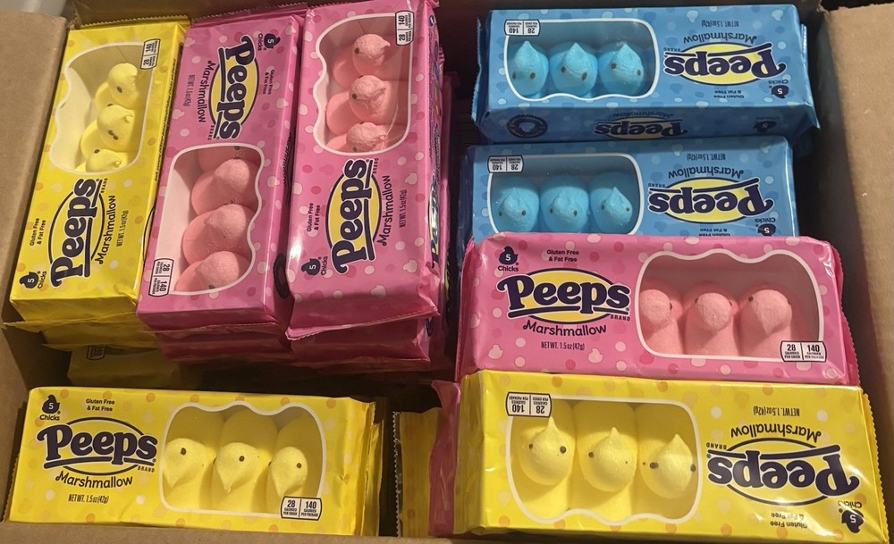 Peeps Marshmallow Chicks Variety Pack Blue Yellow Pink Gluten Free Fat Free