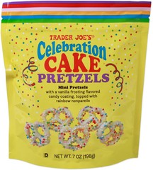 Trader Joe’s 7 oz. CELEBRATION CAKE Mini Pretzels Vanilla Birthday * BB 3/2027 *