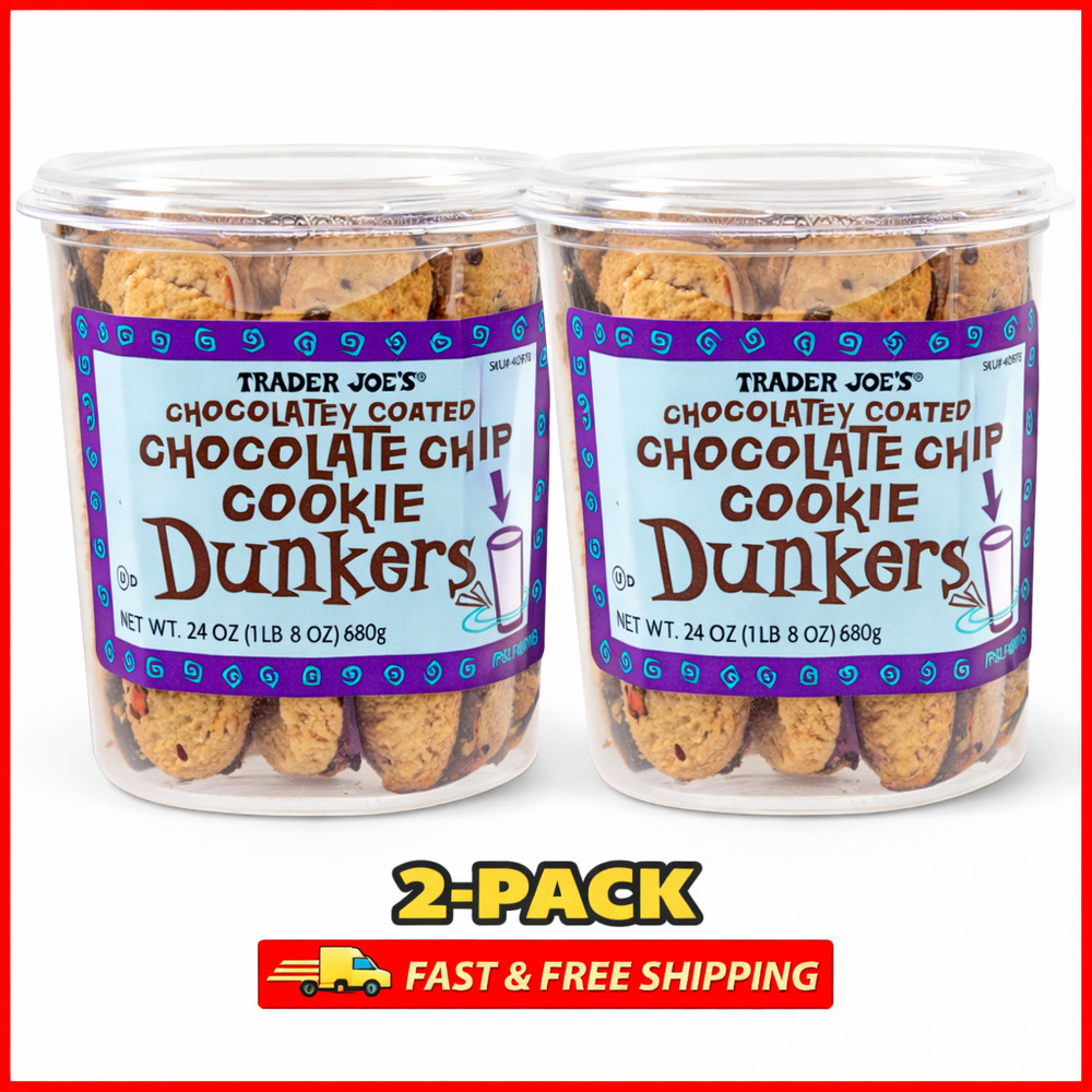 2-Pack Trader Joe Chocolatey Coated Chocolate Chip Cookie Dunkers 24oz 680g