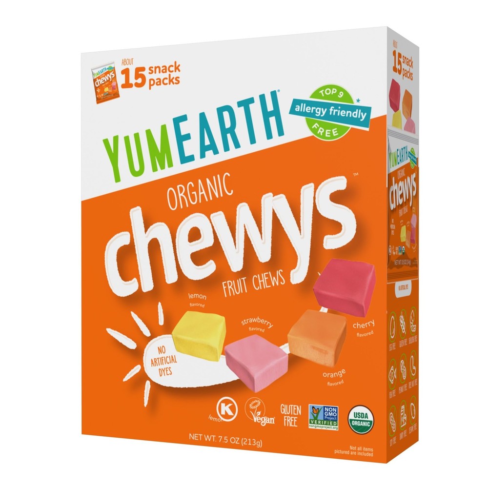 YumEarth Organic Chewys Fruit Flavored Candy 7.5 Ounce (Pack of 1), Assorted