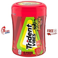 Trident Vibes SOUR PATCH KIDS Redberry Sugar-Free Chewing Gum, 40 Piece Bottle