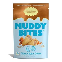 MUDDY BITES Salted Caramel Shortbread Filled Cookie Cone Snacks NET WT (3.5 OZ)