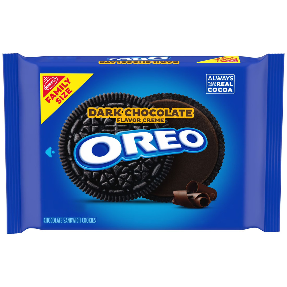 OREO Dark Chocolate Creme Chocolate Sandwich Cookies, Family Size, 17 Oz