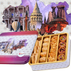 Assorted 0.5 Lb Premium Baklava Pastry Gift Box | Halal Snacks, 250 Gr in a Meta