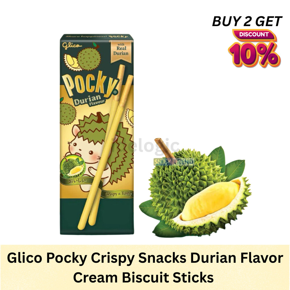 3 Boxes x 25 g. Glico Pocky Durian Coated Cream Biscuit Stick Limited Edition