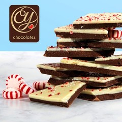 CY Chocolates Handmade Dark and White Layered Peppermint Bark Tin for Christm…