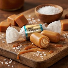 Soft & Chewy Sea Salt Caramels – Individually Wrapped Candy Treats, 1 lb, 68 Pie