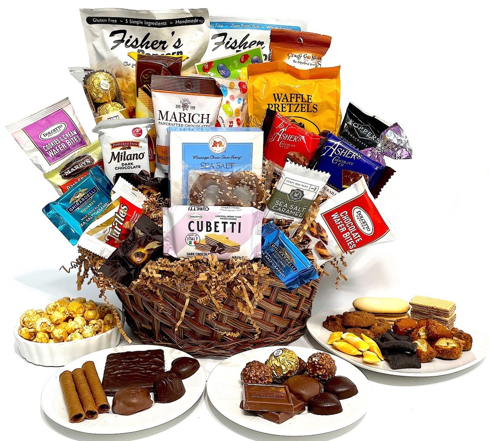 Mother’s Day Gourmet Gift Basket Hand-Crafted with chocolate cookie candy snacks