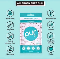 PUR Xylitol Chewing Gum 4 Flavor Variety (55 Pieces, 4 Pack) Sugarless, Vegan