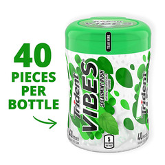 Vibes Spearmint Rush Sugar Free Gum, 6 Bottles of 40 Pieces (240 Total Pieces)