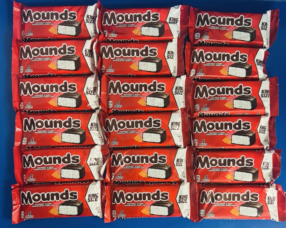 (18) Mounds Coconut and Dark Chocolate King Size Candy Bars 3.5 oz. BB: 11/2026