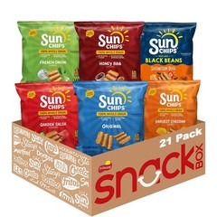SunChips 100% Whole Grain Chips, Variety Pack, 1 oz 21 Count (Pack of 1)
