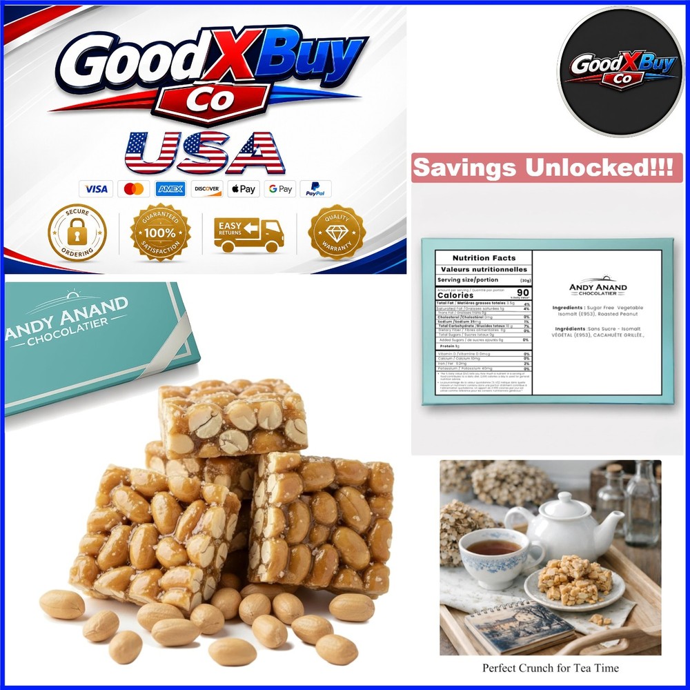 Andy Anand Sugar Free Gluten Free Peanut Brittle 7 Oz Guilt Free Snack