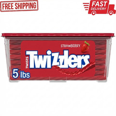 TWIZZLERS Twists Strawberry Flavored Chewy Candy, Low Fat, 5 lb Bulk Container