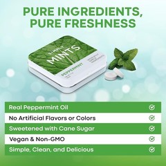 180 Peppermint Mints in Durable Tins – Aspartame-Free Freshness