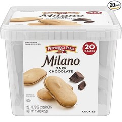 Pepperidge Farm Milano Dark Chocolate Cookies, 20 Packs (2 Cookies per Pack)