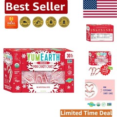 Organic Peppermint Mini Candy Canes – 30 Count, & Allergen-Free Treat