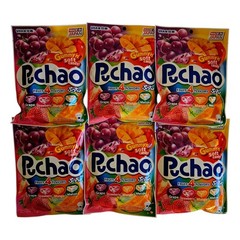 UHA Mikakuto Puchao Mix Fruit Flavors Soft Gummy Candy, 100g – Packs of six (6)