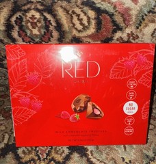 Red Delight European Milk Chocolate Truffles W Rasp Filling Non GMO, Gluten Free