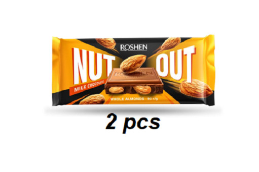 Roshen Ukrainian Bars Miik Chocolate With Whole Salted Almonds 90gx2pcs