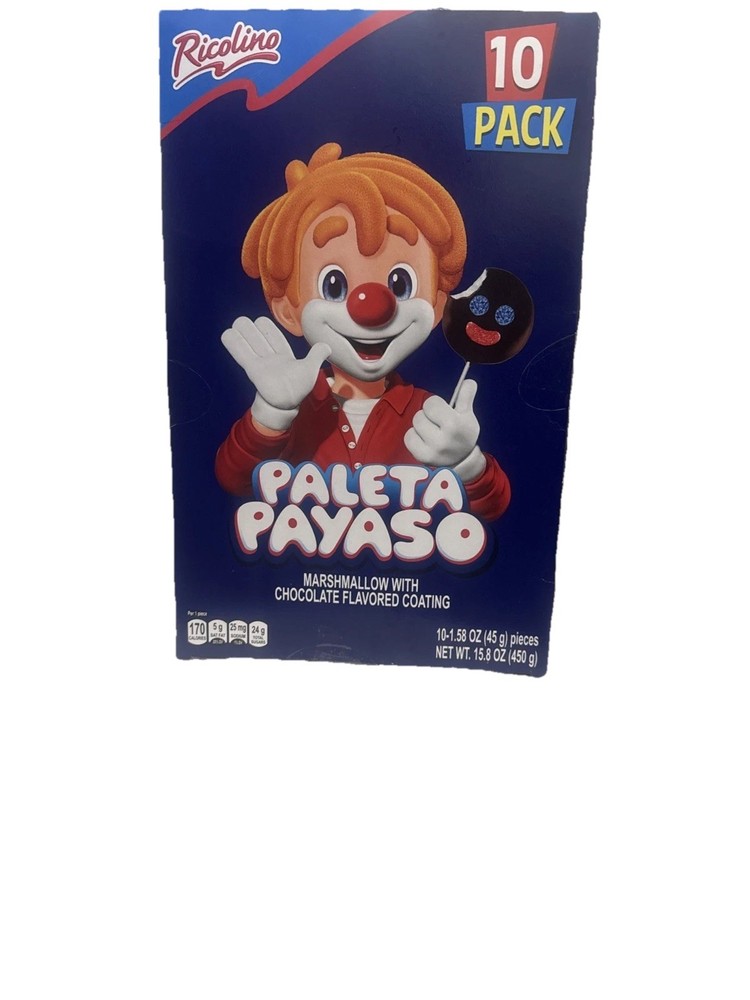 Ricolino Paleta Payaso Marshmallow Lollipop 10 Count -1.58oz