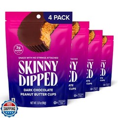 SkinnyDipped Dark Chocolate Peanut Butter Cups, 2g Sugar per Cup, Keto Friend