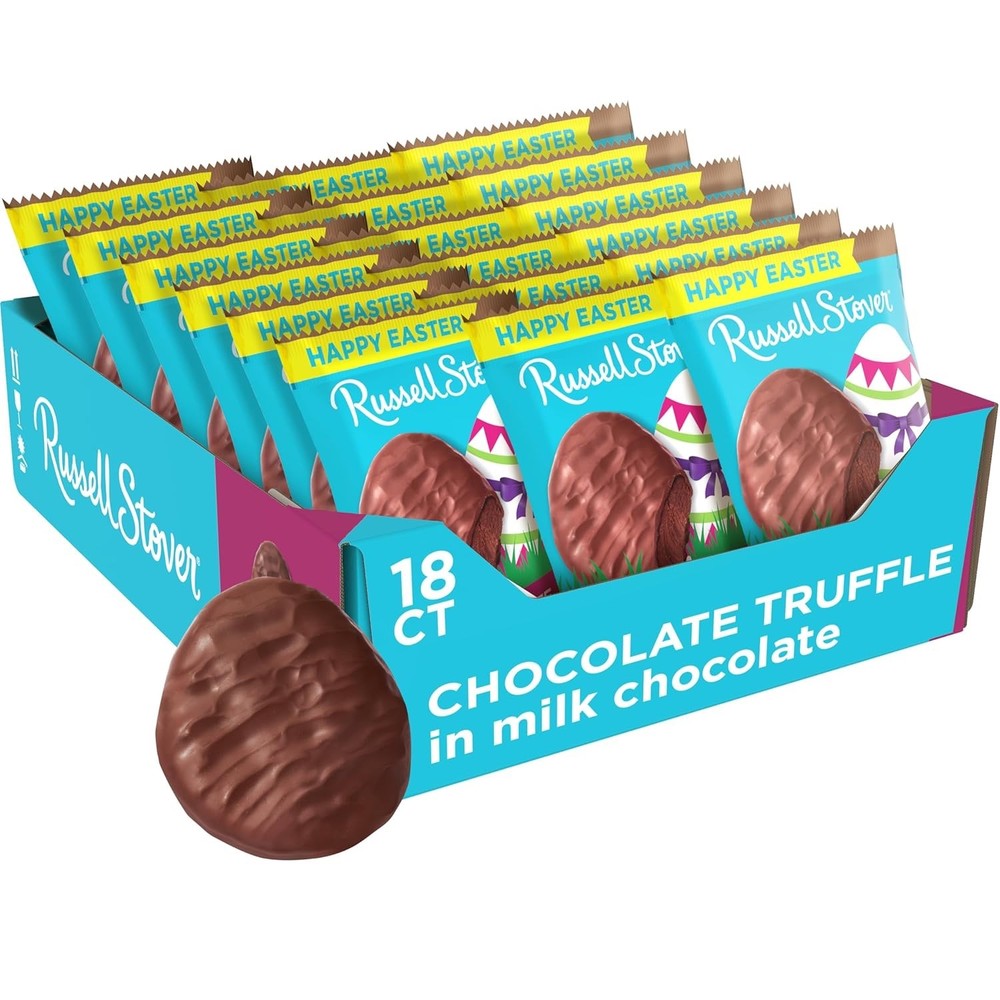 RUSSELL STOVER Easter Chocolate Truffle Milk Chocolate Egg, 1.3 oz @ PACK OF 18