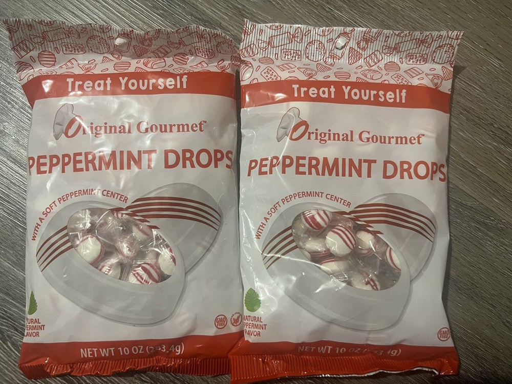 2x Original Gourmet PEPPERMINT DROPS Candy-Soft Peppermint Center-LARGE 10oz Bag
