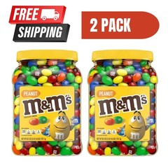 2 PACK M&M’S Peanut Chocolate Candy 62 oz Jars – Resealable Party Size Fresh