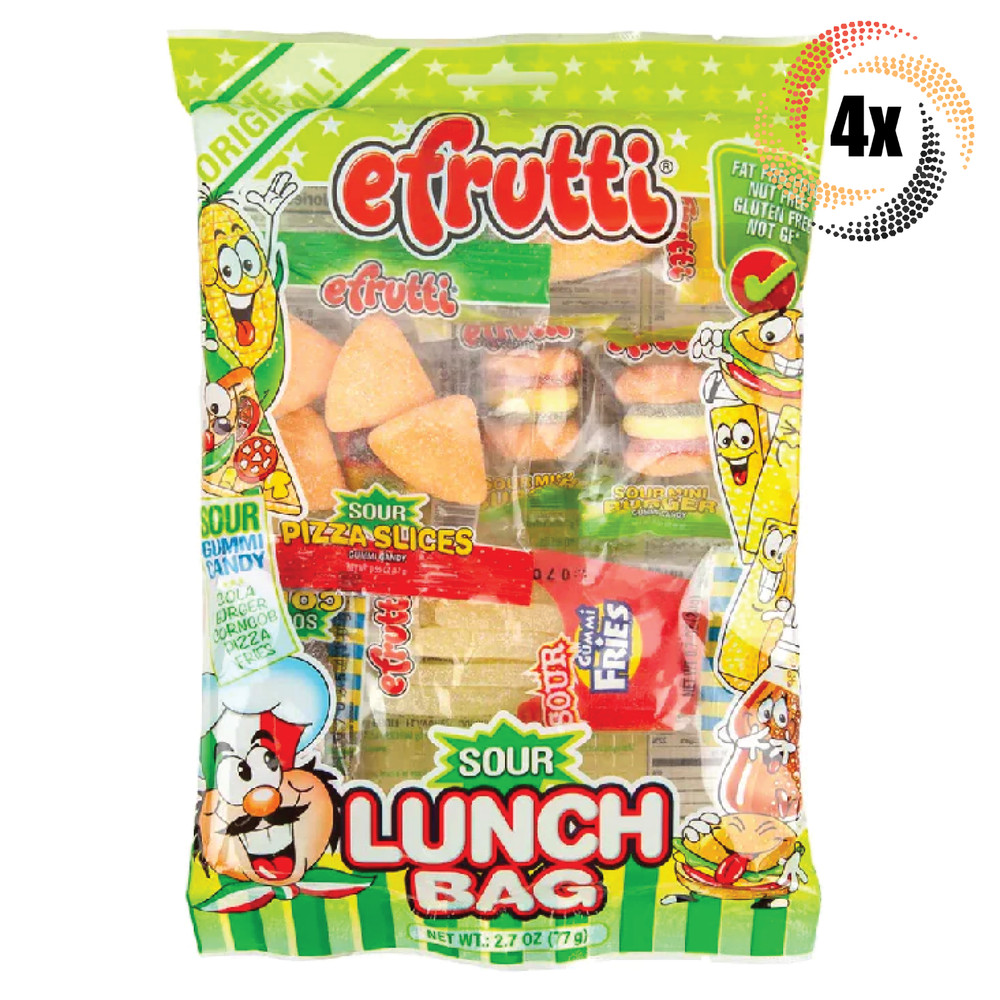 4x Packs eFrutti The Original Sour Lunch Bag Gummy Candy | 2.7oz | Fast Shipping