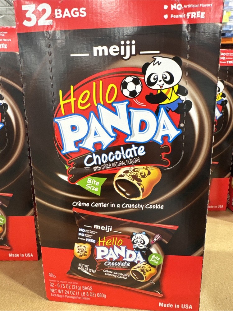 Meiji Hello Panda Chocolate Creme Filled Cookie Vend Pack 32 ct 24 oz