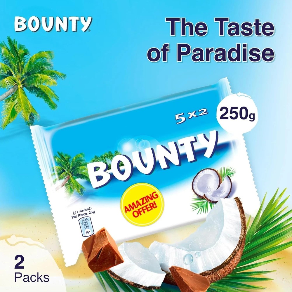Bounty Chocolate 5×2 Pack, 250g