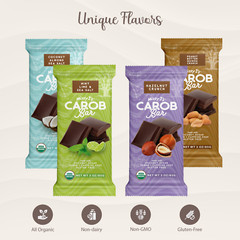 Missy J’s Carob Sampler Candy Bar – 4pk, Vegan Gluten free, Perfect for Snacks