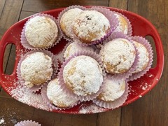 Raspberry Filled Amaretto Donut Muffins