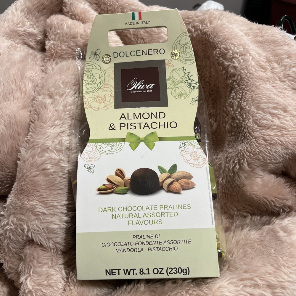 LARGER 14.1 oz OLIVA DARK CHOCOLATE PRALINES w/PISTACHIO CREAM MADE IN ITALY