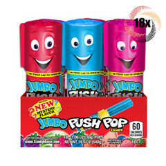 Full Box 18x Pops Push Pop Assorted Flavor Jumbo Novelty Lollipop Candy | 1.06oz