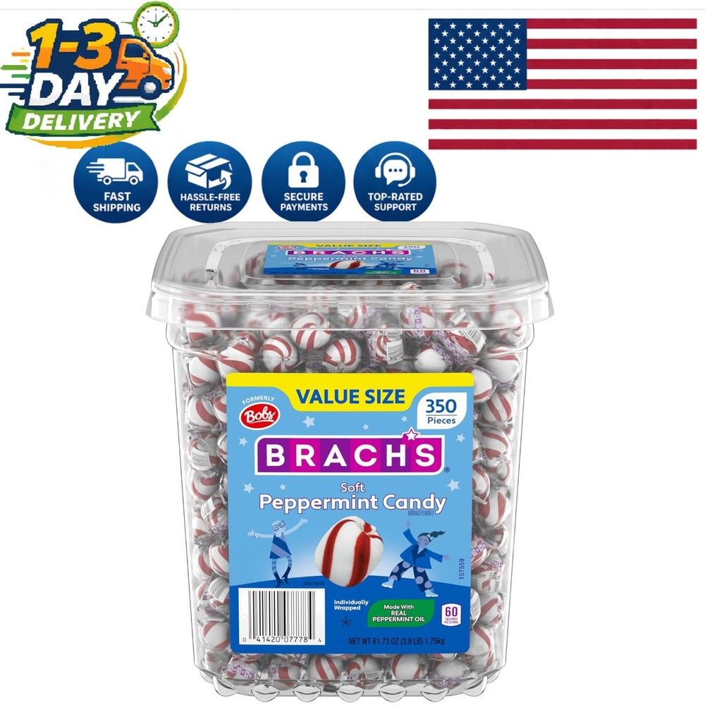 Delicious Bob’s Sweet Stripes Peppermint Candy – 3.9 lb Tub for Sharing Joy