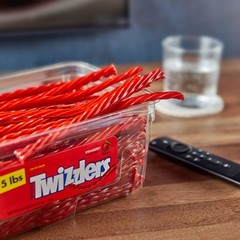 Twizzlers Bulk Strawberry Licorice Candy, 5 Pounds, Canister