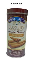 4 x 70g White Castle Luxury Wafer Rolls Biscuits in Collectible Tin Packaging