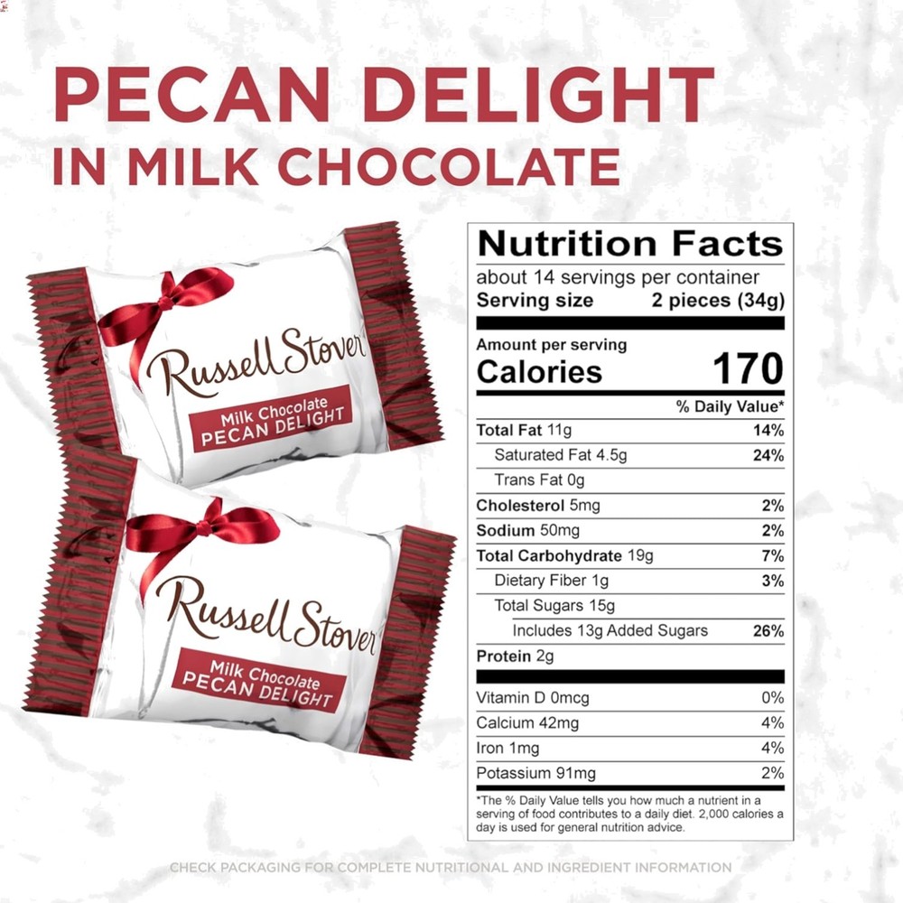 Russell Stover Pecan Delight Gusset Bag 16.10 Ounce Russel Stover Milk Chocol…