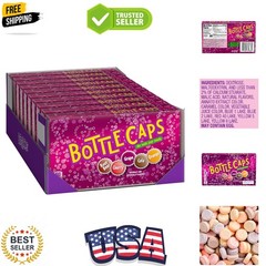Wonka Bottle Caps, Fizzy Hard Candy, 5 Ounce Theater Candy Boxes Pack of 10