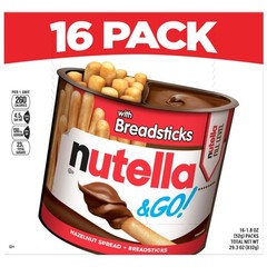 Nutella & GO! Bulk 16 Pack, Hazelnut and Cocoa Spread with Breadsticks, Stocking