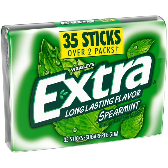 EXTRA Spearmint Sugar Free Gum 35 Sticks Mega Pack Fresh Breath Mint