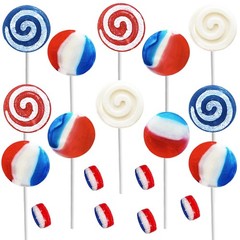 Assorted USA Patriotic Lollipops & Barrels Mix, Red, White, and Blue Mixed Fr…