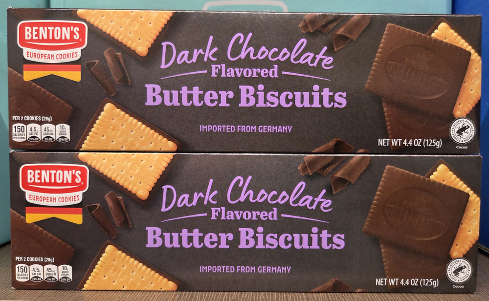 Benton’s Dark Chocolate Flavored Butter Biscuits 4.4oz 125g (2 Boxes)